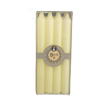 4 Ivory Straight Candles - 8"