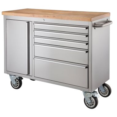48" Stainless Steel 5 Drawer Tool Cabinet & Workbench