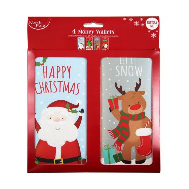 Cute Christmas Gift Money Wallets - 4 Pack