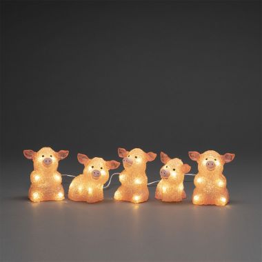 Konstsmide Acrylic Pigs LED Light Figures, Set of 5 – Pink
