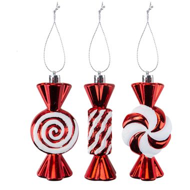 5 Candy Cane Sweet Baubles - 14cm