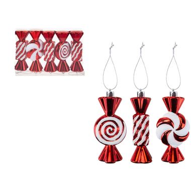 5 Candy Cane Sweet Baubles - 14cm