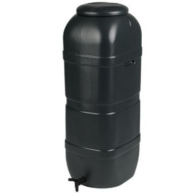 Ward Slimline Water Butt with Lid and Tap, Black - 100 Litre