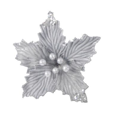 Silver Poinsettia Clip - 25cm