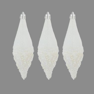 3 White Bead Pearl Drops - 14cm 