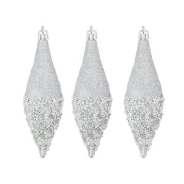 3 Silver Bead Pearl Drops - 14cm
