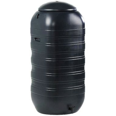 Ward Slimline Water Butt with Lid and Tap, Black - 250 Litre