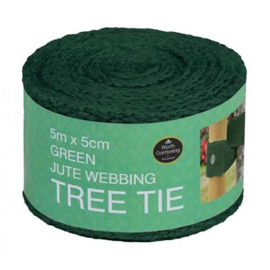 Garland Jute Webbing Tree Tie, 5m x 5cm – Green