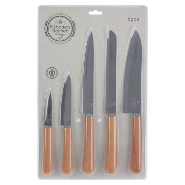 Excellent Housewares Wooden Handle Knife Set - Pack of 5 