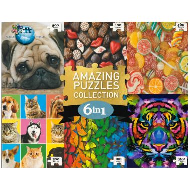 Puzzle World 6-in-1 Amazing Puzzle Collection