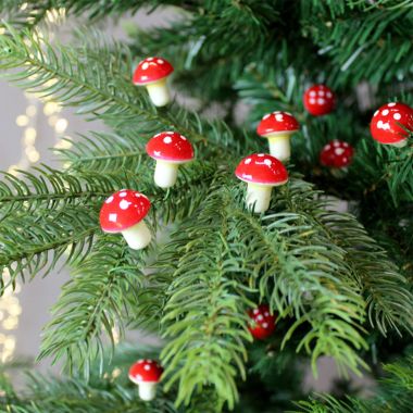 20 Mushroom Christmas Decorations - 2.5cm