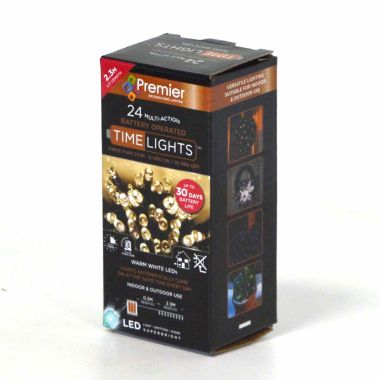 Premier 24 Battery Operated LED Timelights, Warm White - 2.3m
