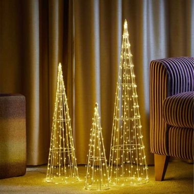 640 LED Christmas Tree Cone Light Figure Set - Warm White