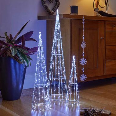 640 LED Christmas Tree Cone Light Figure Set - Cool White