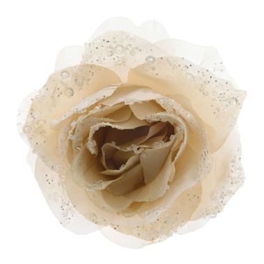 Cream Clip On Rose Decoration - 14cm