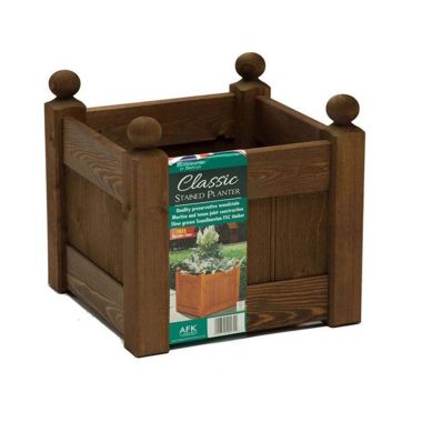 AFK Classic Square Wooden Planter, Chestnut - 12in