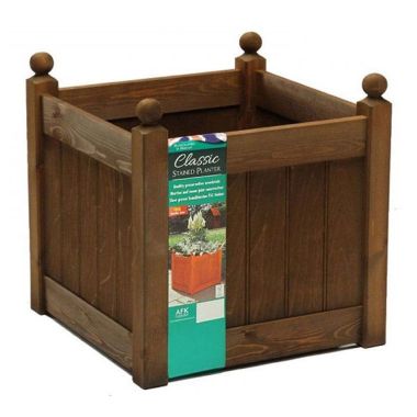 AFK Classic Square Wooden Planter, Chestnut - 18in