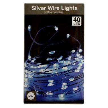 40 Indoor Battery Operated Micro Lights, White - 1.9m