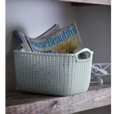 Curver Knit Rectangular Storage Basket - 8 Litre, Misty Blue