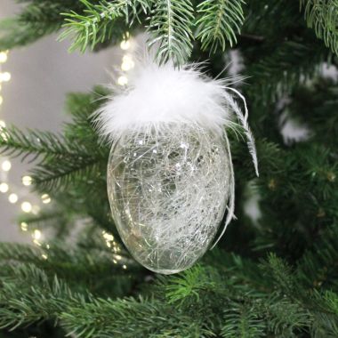 Feather Crackle Effect Bauble - 12cm