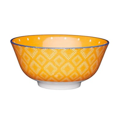 KitchenCraft Glazed Ceramic Bowl - Geometric Orange Spot