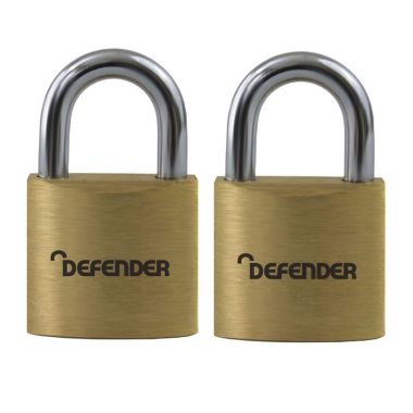 Squire DFBP2T Defender Brass Padlock, Pack of 2 - 20mm