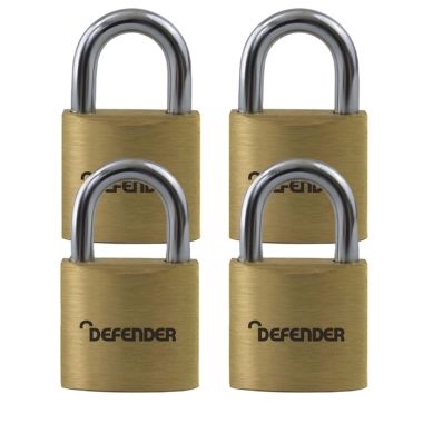 Squire DFBP4Q Defender Brass Padlock, Pack of 4 - 40mm