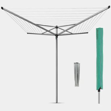 Brabantia 50m 4-Arm Topspinner Rotary Airer with Ground Spike & Cover