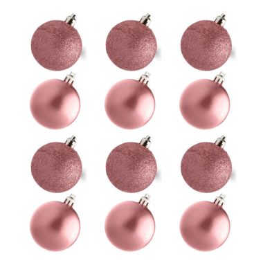 12 Blush Pink Baubles - 3cm