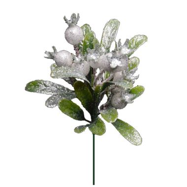 Frosted Mistletoe Pick Decoration - 23cm