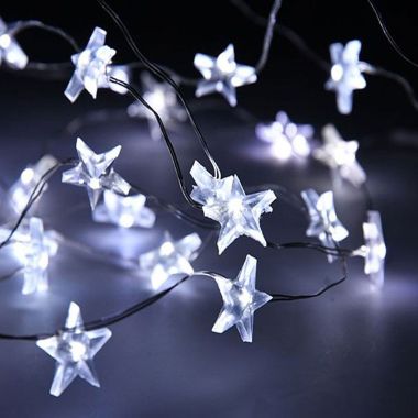 40 Silver Star LED Wire Lights, White - 1.9m