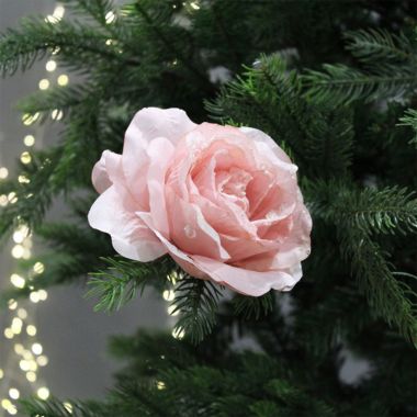 Blush Pink Clip On Rose Decoration - 14cm
