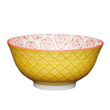 KitchenCraft Glazed Ceramic Bowl - Yellow Floral
