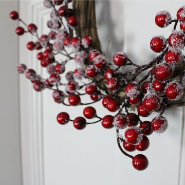 Frosted Cherry Berry Christmas Wreath - 45cm