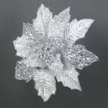 Silver Oil Effect Poinsettia - 28cm