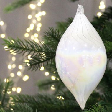 White Pearl Glass Bauble - 8cm