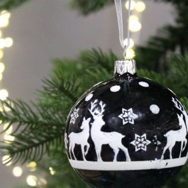 Navy Glass Stag Bauble - 8cm