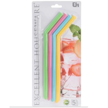 Silicone Drinking Straws, Assorted - Set of 4