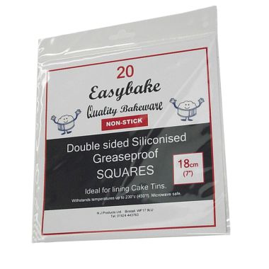 Easybake Siliconised Greaseproof Squares, 18cm – 20 Pack