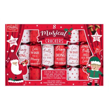 Musical Whistle Christmas Crackers - Pack of 8
