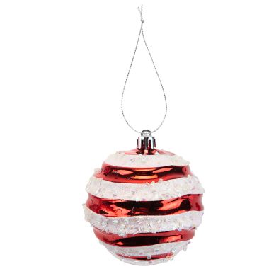 8 Candy Cane Striped Baubles - 8cm