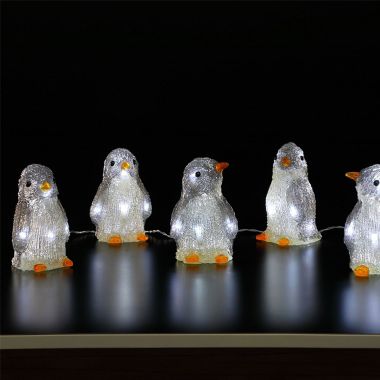 NOMA Acrylic Penguins LED Light Figures - White