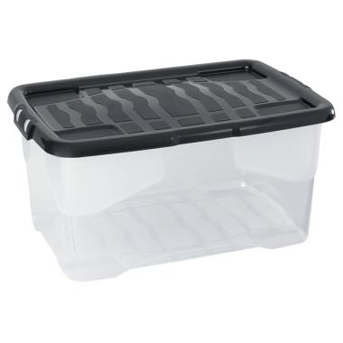 Strata 4 Pack Curve Clear Plastic Storage Boxes with Lids - 42 Litre