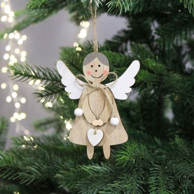 Wooden Angel Hanging Decoration - 12cm