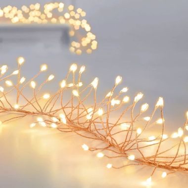 Premier Multi-Action Ultrabright Rose Gold Garland with Timer, Warm White – 2.7m
