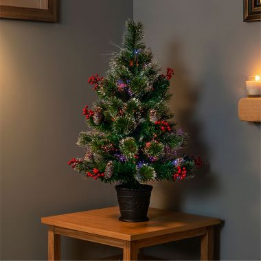 2.6ft Premier Fibre Optic Snow Tip Artificial Christmas Tree