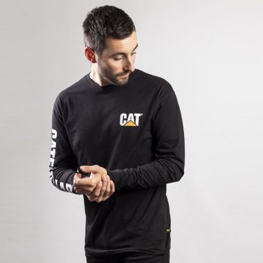 CAT Men’s Trademark Banner Long Sleeve T-Shirt – Black
