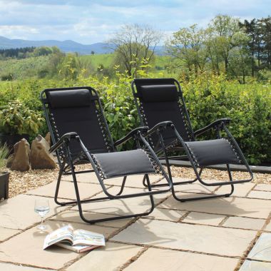 Wild Camping Padded Gravity Chair, Black - Set of 2