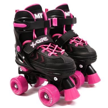 M.Y X-Skate Adjustable Quad Roller Skates - Black & Pink