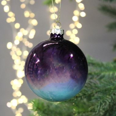 Festive Glass Bauble, 8cm – Purple Ombre